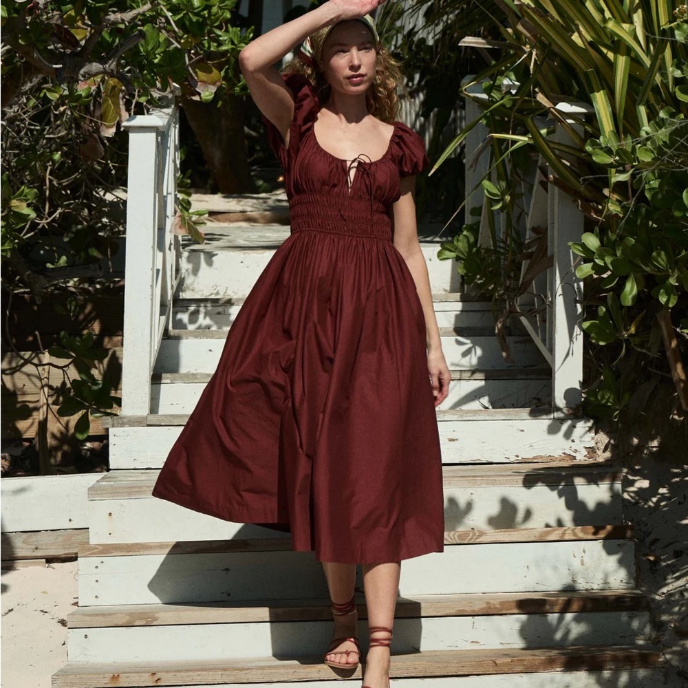 NWT Doen Quinn Midi Dress Amberwood